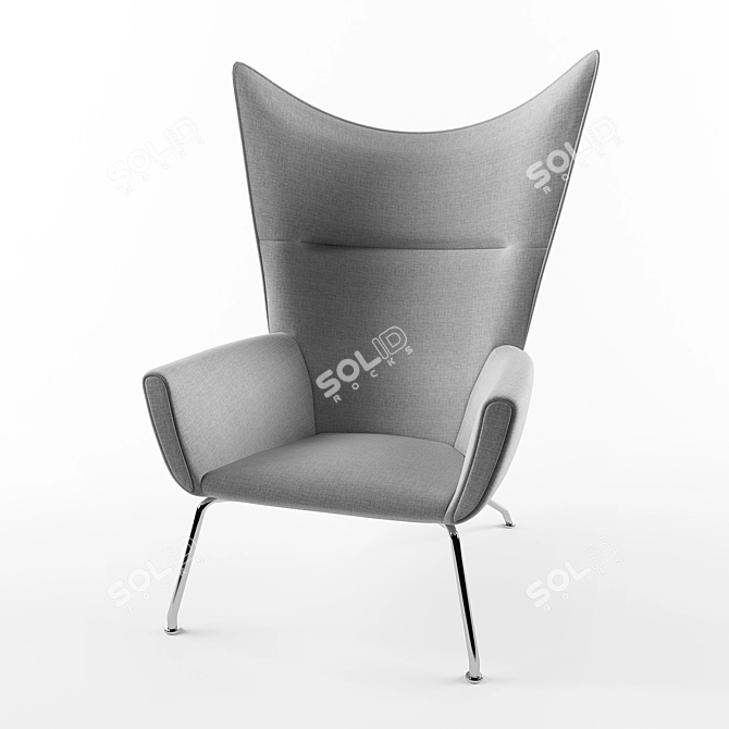 Limited Edition Wegner Wing Chair & Stool 3D model image 1