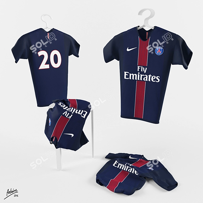 PSG 2017 Home Jersey 3D model image 1