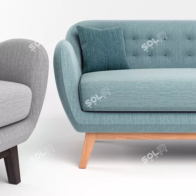 Scandinavian Style Lester Loveseat 3D model image 3