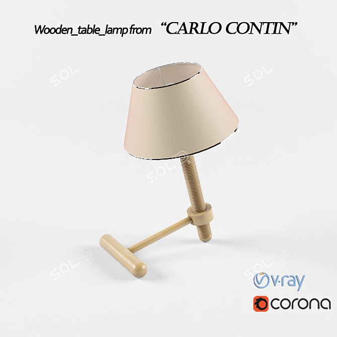 Carlo Contin Wooden Table Lamp 3D model image 1