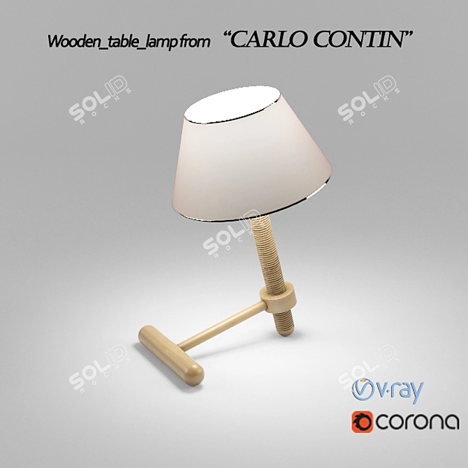 Carlo Contin Wooden Table Lamp 3D model image 2