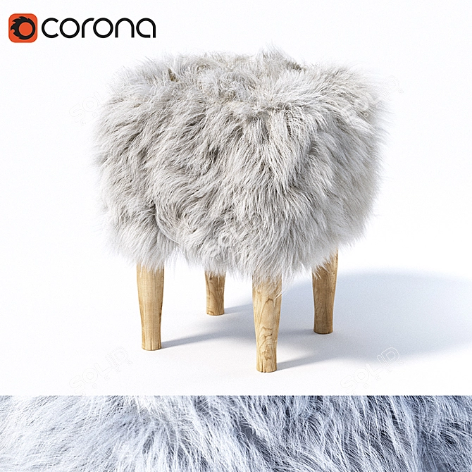 Title: Nate Berkus Wool Ottoman 3D model image 1