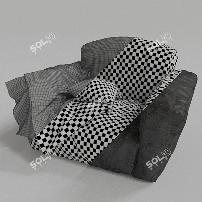 Sleek Gray Leather Chair 3D model image 3