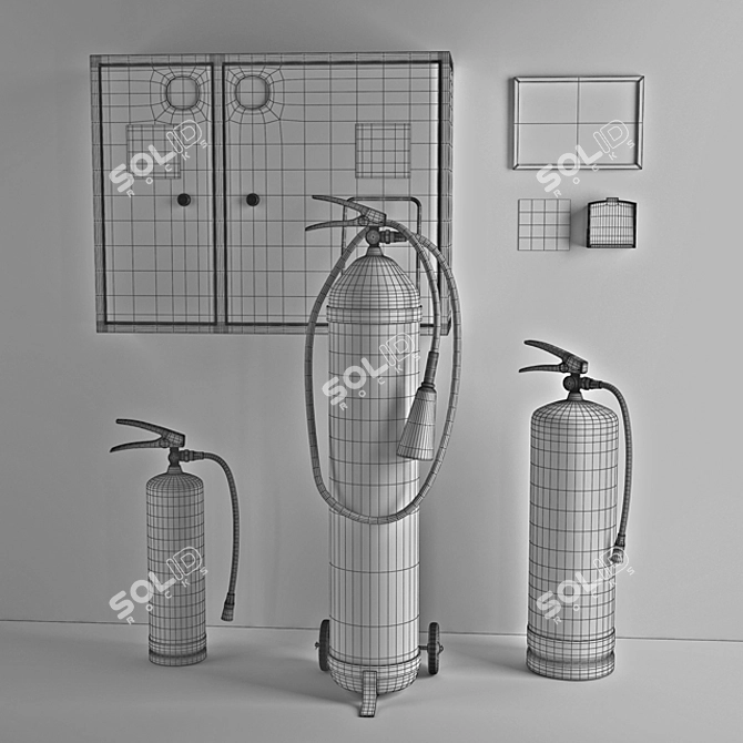 Fire Safety Combo: Extinguishers, Cabinet 3D model image 2