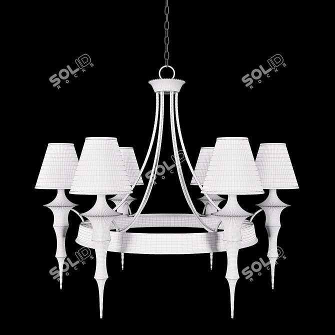 Contemporary Canto Chandelier - Black Shades and Gold Leaf Finish 3D model image 2