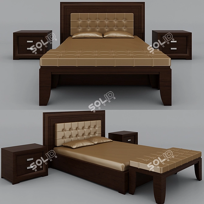 Gustavi Bed: Exceptional Zebrano Elegance 3D model image 1