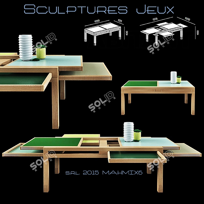 Hexa Sculptures Jeux Wooden Coffee Table 3D model image 1