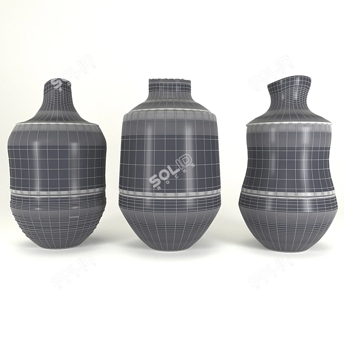 Versatile Stacking Vessels: Ceramic, Glass, Wood 3D model image 3