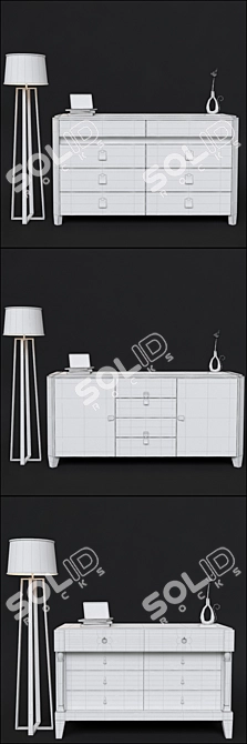 Elegant Italian Contemporary Comoda Set 3D model image 3