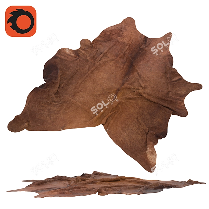 Natural Brown Cowhide Rug 3D model image 1