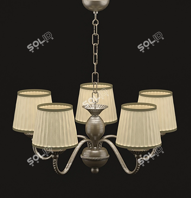 Golden Metal Pendant Chandelier 3D model image 1