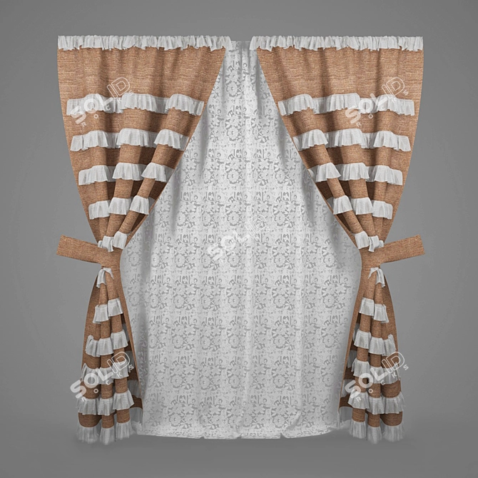 Classic Style Curtain 3D model image 1