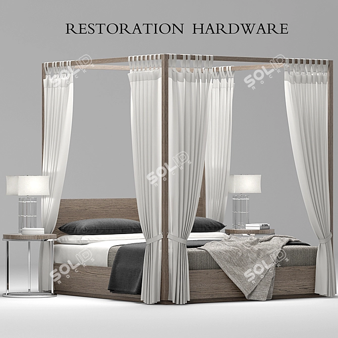 Modern Machinto Four-Poster: Timeless Elegance 3D model image 1