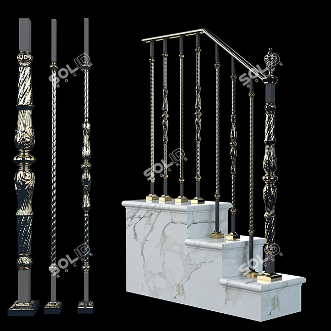 Elegant Staircase and Railing 3D model image 1