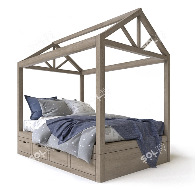 Rustic Dream House Bed 3D model image 1