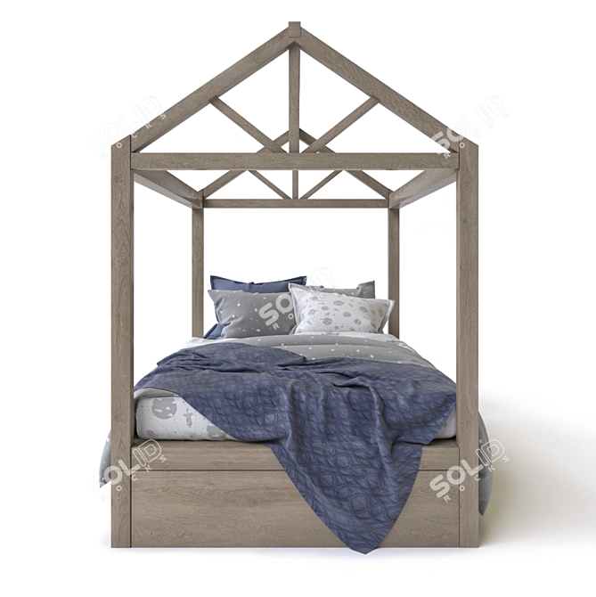 Rustic Dream House Bed 3D model image 2