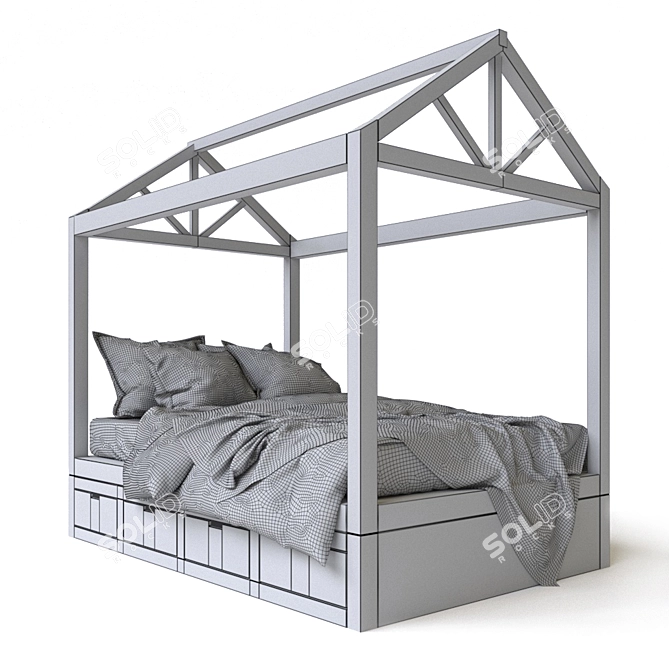 Rustic Dream House Bed 3D model image 3