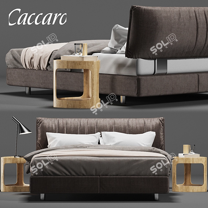 Modern Caccaro PARENTESI Bed: Unwrapped, Quads only 3D model image 1