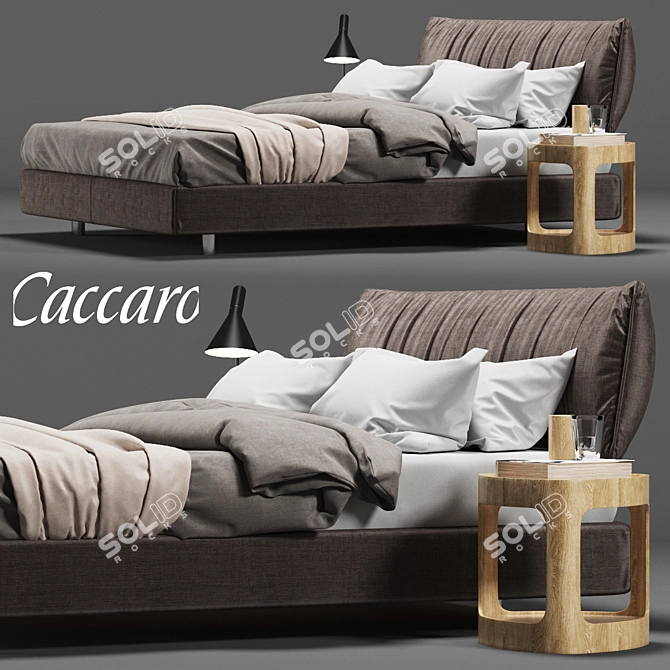 Modern Caccaro PARENTESI Bed: Unwrapped, Quads only 3D model image 2