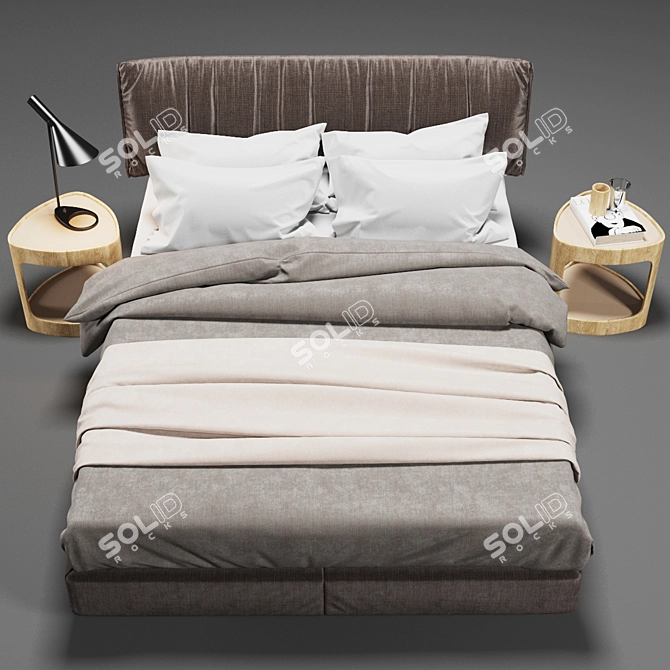 Modern Caccaro PARENTESI Bed: Unwrapped, Quads only 3D model image 3