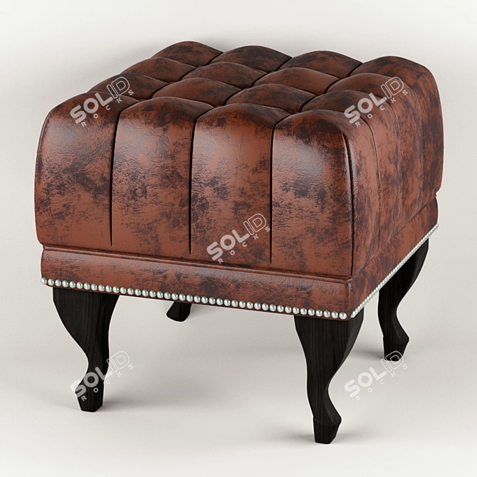 English Padded Stool: Comfy & Stylish! 3D model image 1