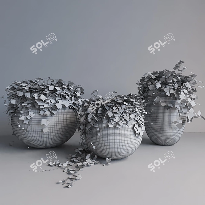 Elegance in Green: Ivy Pots 3D model image 2