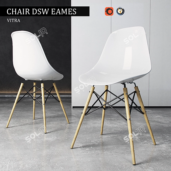 Vitra DSW Eames Side Chair: Stylish and Functional 3D model image 1
