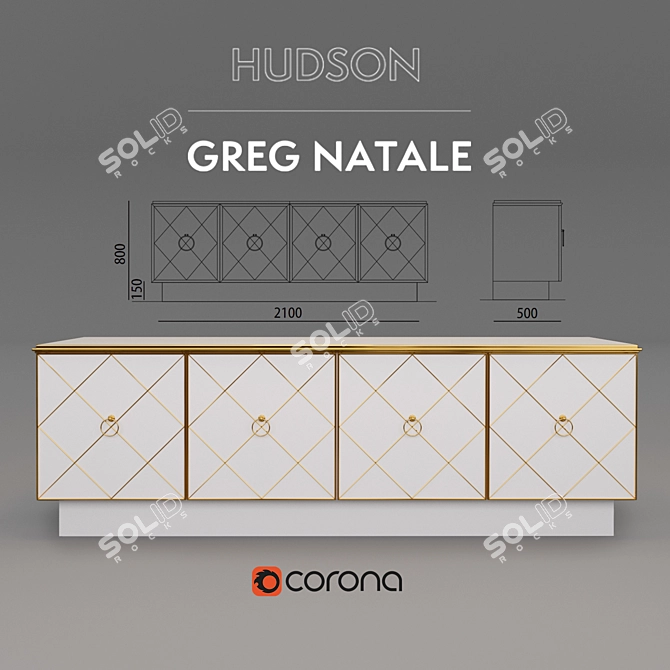 Hudson Credenza: Elegant Storage Solution 3D model image 1