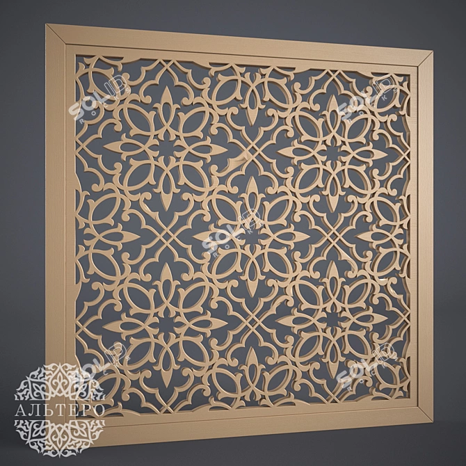 Elegant Carved MDF Panel 3D model image 1