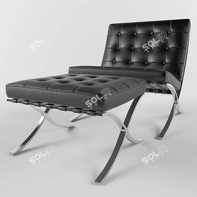 Luxury Barcelona Chair - Modernist Design 3D model image 1