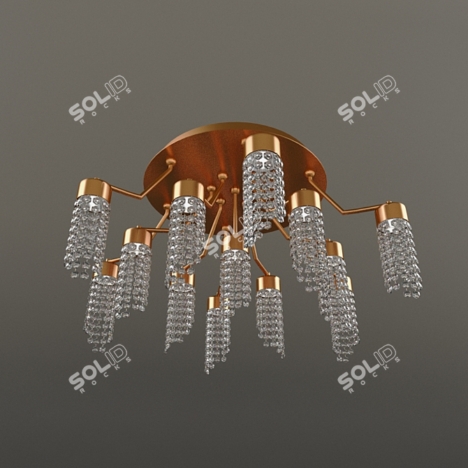 Elegant Crystal Chandelier + Wall Sconce 3D model image 2