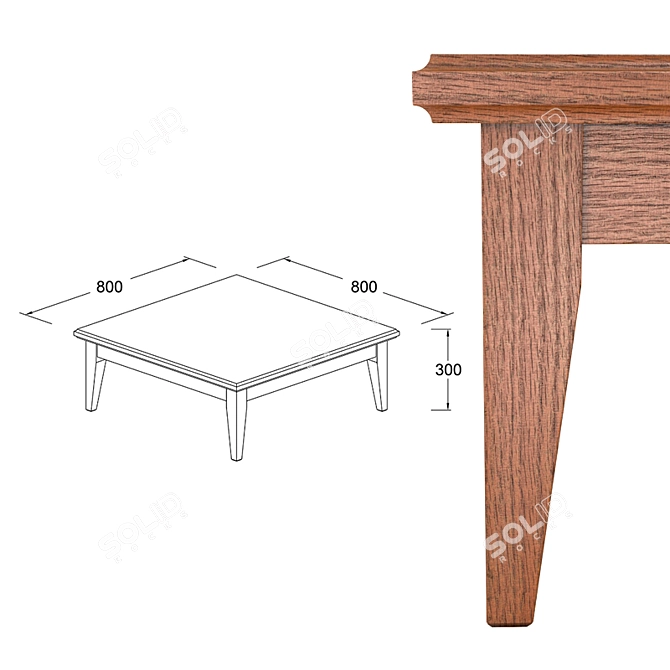 Oak Tea Table 3D model image 3