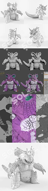 Mighty Nidoking: Powerful Pokemon 3D model image 3
