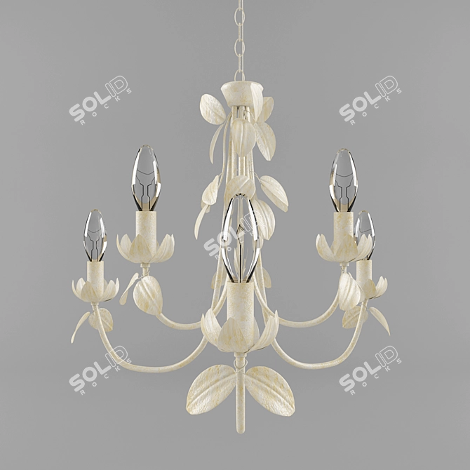 Eurolampart ER-0060/06LA Chandelier: Elegant Ivory Floral Design 3D model image 1