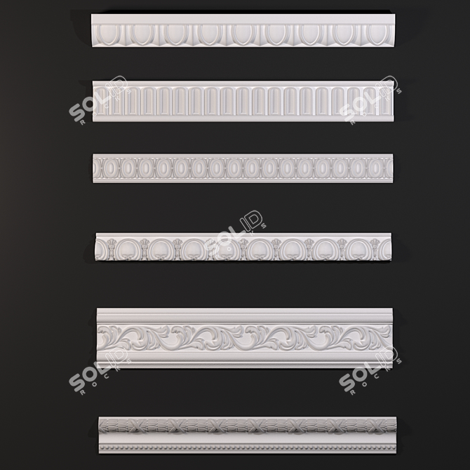 Classic Style Gypsum Moldings 3D model image 2