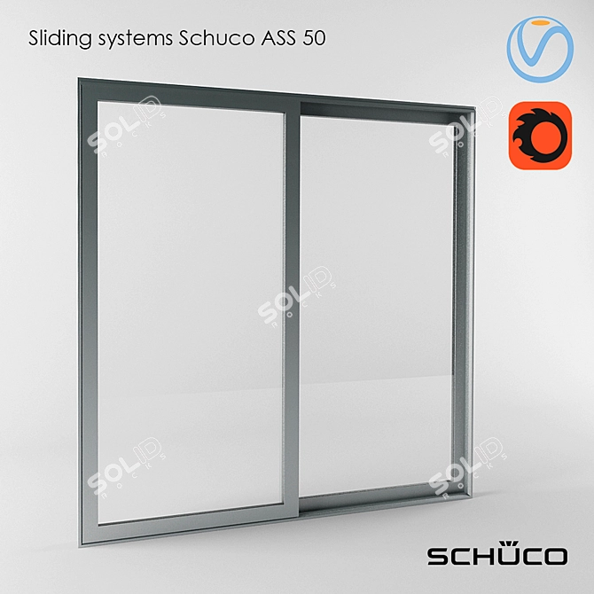 Schuco ASS 50 Sliding Door - Modern Aluminum Solution 3D model image 1