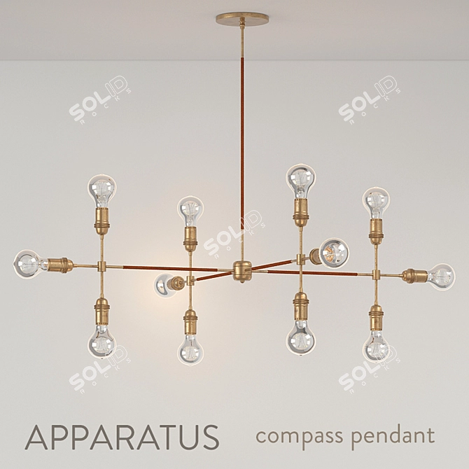 Vintage Bronze 12-Light Loft Pendant 3D model image 1