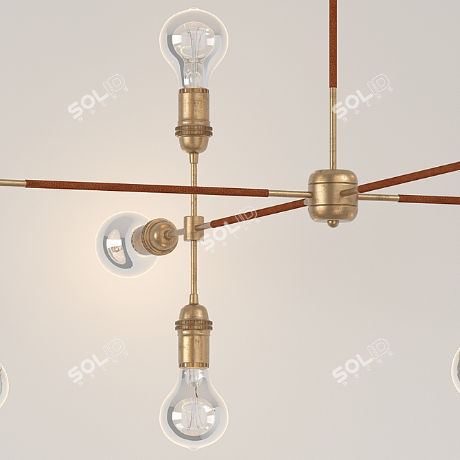 Vintage Bronze 12-Light Loft Pendant 3D model image 2