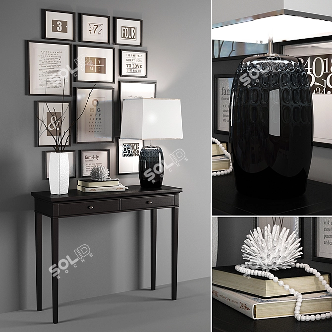 Modern Black & White Console 3D model image 1