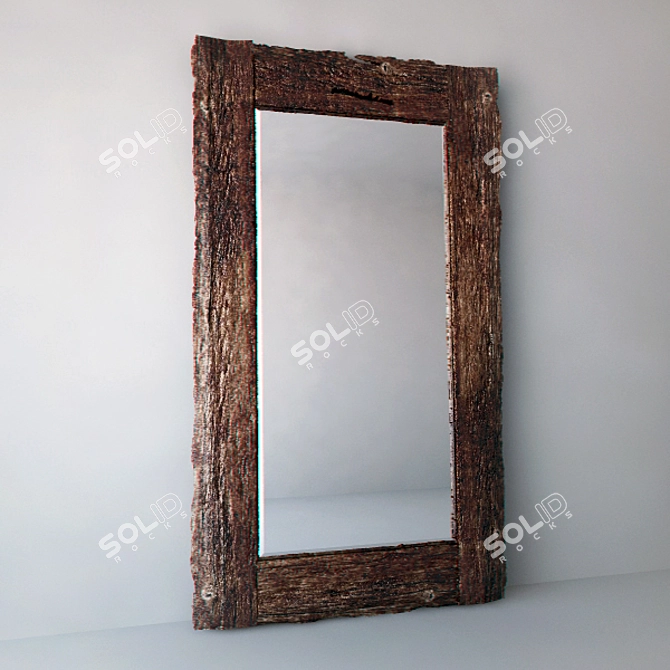 Wooden Framed Mirror 3D model image 1