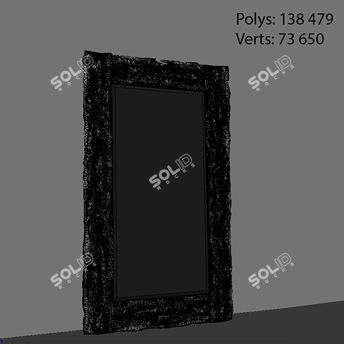 Wooden Framed Mirror 3D model image 2