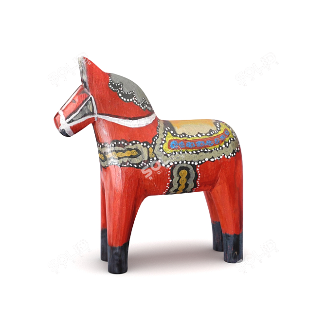 Etno Wood Horse Sculpture 3D model image 1