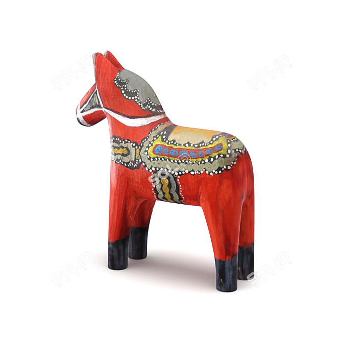 Etno Wood Horse Sculpture 3D model image 2