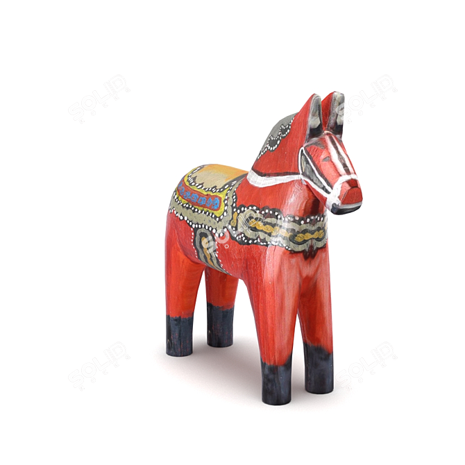 Etno Wood Horse Sculpture 3D model image 3