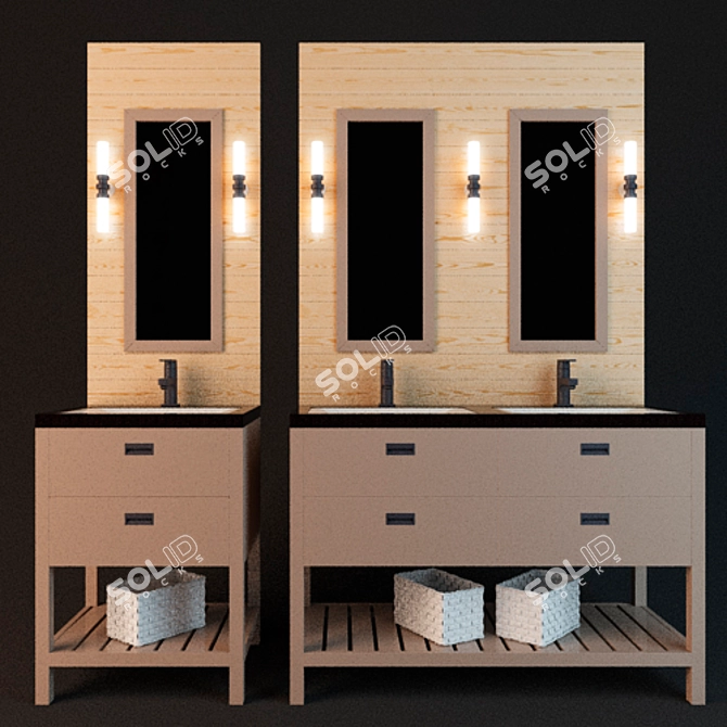 Customizable Sink Cabinet: 1200*2100mm 3D model image 1