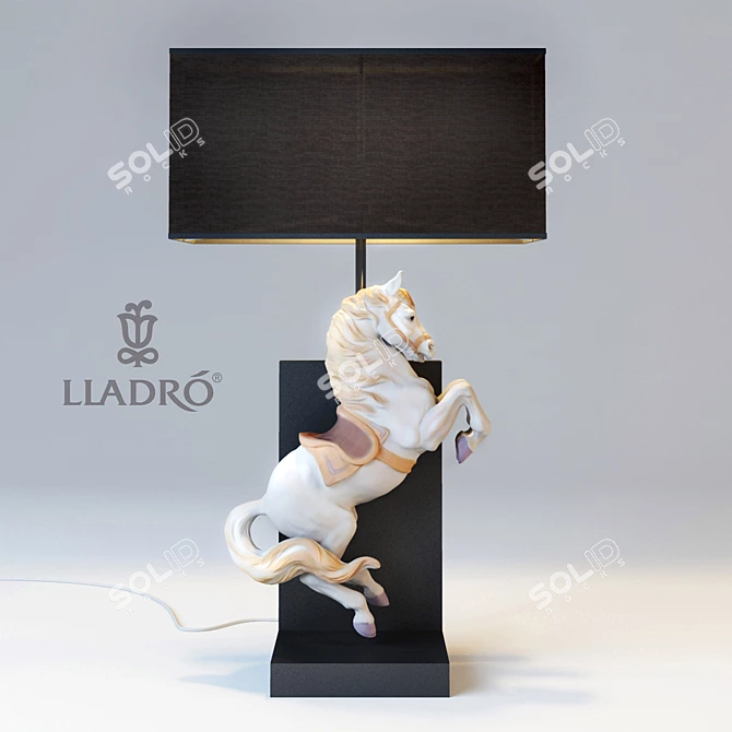 Lladro Courbette Table Lamp: Elegant Horse Sculpture 3D model image 1