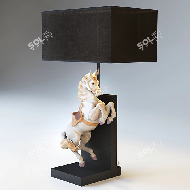 Lladro Courbette Table Lamp: Elegant Horse Sculpture 3D model image 3