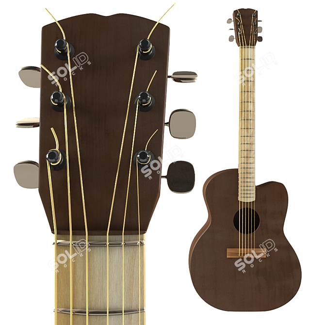 Elegant Design Acoustic Guitar 3D model image 1