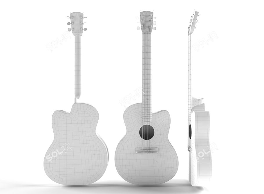 Elegant Design Acoustic Guitar 3D model image 3