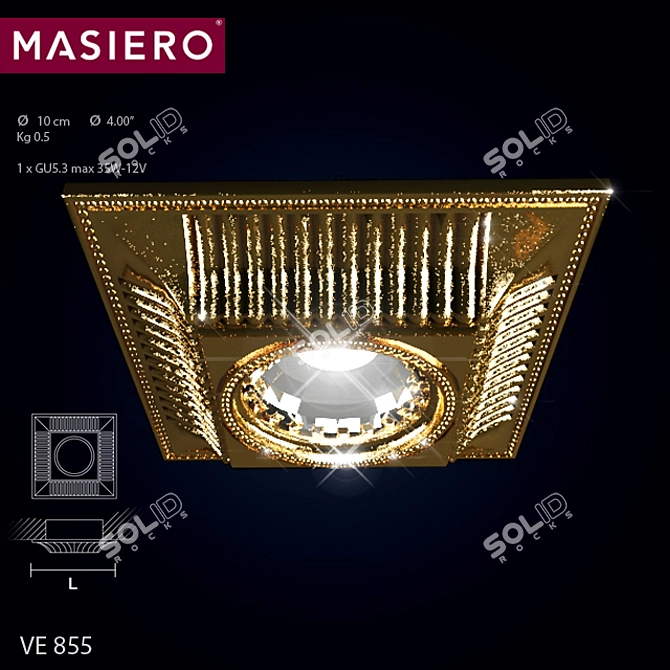 Elegant Masiero VE 855 Gold Luminaire 3D model image 2